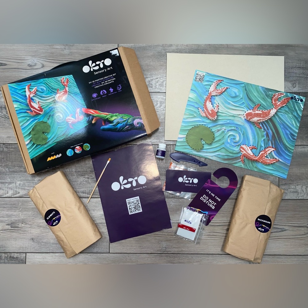 New Okto Sensory Art 3D Creative Koi Fish Canvas Air Dry Clay Model Craft Set